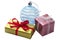 Two little present boxes and decoration ball