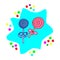 Two lollilops with ribbon illustration, colorful blot and blue color paint spattered. hand drawn vector. blue and pink lollipops.