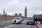 Two london cabs on westminster bridge