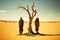 two lonely dead from heat of tree in scorching desert