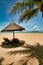 Two lonely loungers on the deserted beach of Hainan Island.