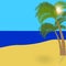 Two lonely palm trees on an exotic island, a wonderful holiday in the shade of palm trees. illustration