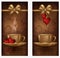 Two love banners with coffee