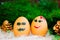 Two lovers celebrate Christmas . Unusual eggs with the muzzle. T