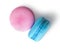 Two macaroon pink blue top view