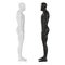 Two male mannequins black and white face each other against an isolated background. 3d rendering
