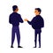 Two male security guards standing and talking - flat isolated cartoon characters