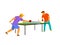 Two man playing table tennis isolated vector