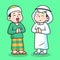 Two man salute for forgive. Muslim Cartoon Vector Icon Illustration, Isolated on Premium Vector