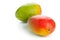 Two mangoes over white background