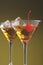 Two Manhattan Cocktails in Martini Glasses