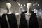 Two mannequins in black clothes. Fabric mannequin without facial features