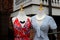 Two mannequins dressed in fashionable clothes for warmer weather, Downtown Saratoga Springs, New York, 2018