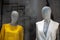 Two mannequins in a shop window. Modern mannequin for displaying clothes