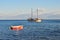 Two Masted Sailing Yacht Anchored in Bay, Greece.