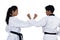 Two Master Black Belt TaeKwonDo teacher student