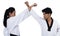 Two Master Black Belt TaeKwonDo teacher student