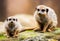 Two meerkats sitting on stone