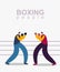 Two men boxing on a ring vector illustration. Fighting people.