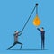 Two men business lift bulb creative