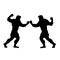 Two men fight silhouette conflict