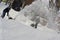 Two Men Snowblowing After a Blizzard