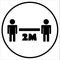 Two meter social distancing concept in circle: Two people black