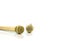 Two Microphone of gold on isolated white.