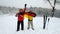 Two middle-aged men sport fans waving Germany flag