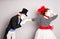 Two mimes man and woman.The concept of Valentine\'s Day, April Fool\'s Day