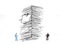 two mini figure businessman with sketchy stack of papers or report at white background