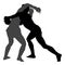 Two mma fighters silhouette, Multi martial arts competition. wrestling.