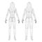 Two models of a wireframe girl in underwear, a slim and fat girl. The process of obesity of the girl body. Back view. 3D