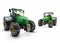 Two Modern green farm tractors