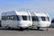 Two Modern Hobby Caravans on Display