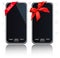 Two modern touch-screen mobile phones with ribbon