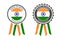 Two modern vector Made in India labels isolated on white background, simple stickers in Indian colors