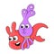 Two monster friends hug each other, doodle icon image kawaii