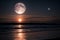 Two Moons over Alien Ocean Sunset