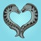 two moray eels in shape of heart pop art raster
