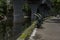 Two motorized pumps at road side beside a canal to avoid over flow due to heavy rain