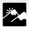 Two mountain peaks and snow with sunrise flat icon for apps and websites