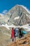 Two mountaineers alpinists watching Grossglockner summit, East Tyrol, Austria