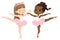 Two Multicultural Girls Dancing. Ballerina Girl Dancing. African American Child wear Pink Tutu