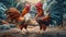 two muscular roosters fight Generative AI