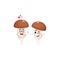 Two mushroom characters, one showing love, another giving thumb up