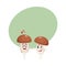 Two mushroom characters, one showing love, another giving thumb up