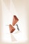 Two Musical Cowbell on Brown Stage Background