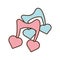 Two musical note blue and pink with heart