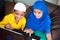 Two muslim teenager kids excited over using laptop at home - concept of kids using modern technology and internet